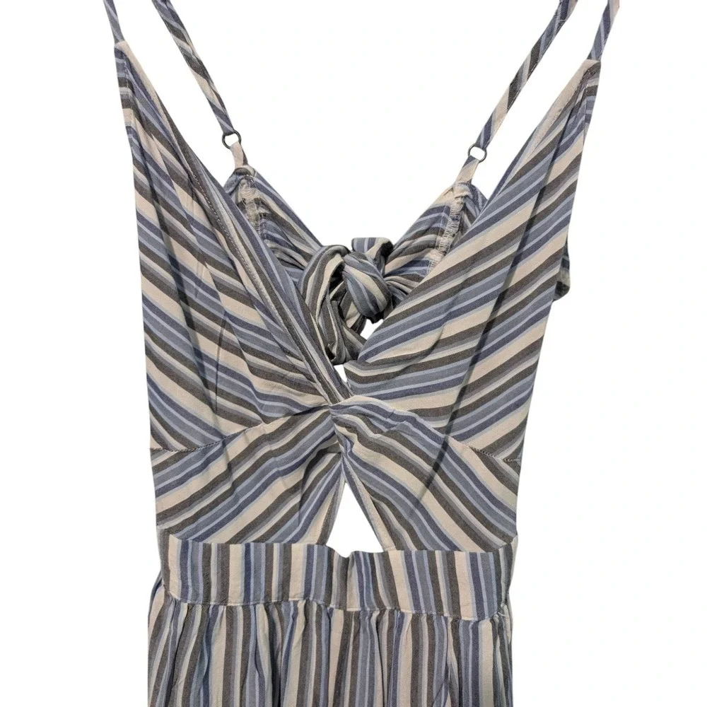 Aeropostale Striped Romper Cutout Tie Front Casual Summer Blue‎ Size S
